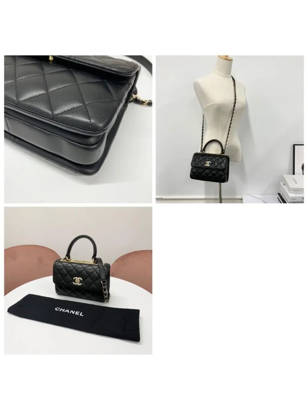 Chanel Top Handle Quilted CC Logo Chain